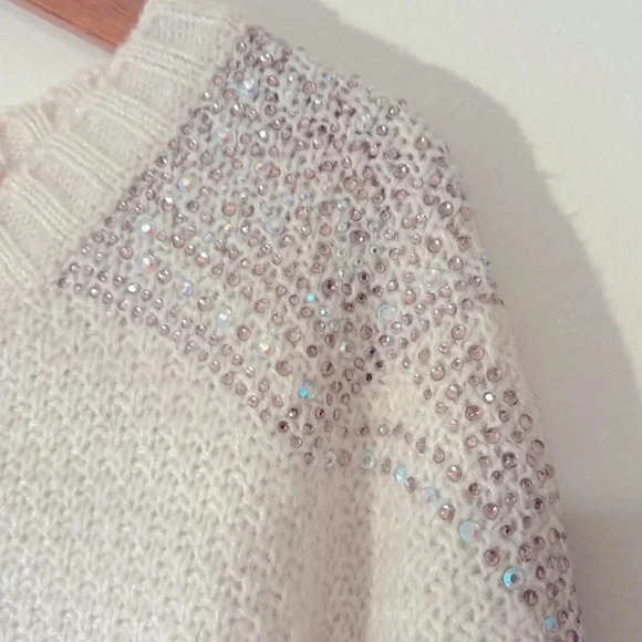 The Limited Rhinestone Shoulder Accent Crew Neck Sweater - Picture 4 of 5